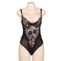 SUBBLIME - QUEEN PLUS PIZZO FLOREALE E TEDDY NERO CON FRANGE