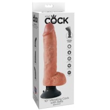 KING COCK - VIBRIERENDER DILDO MIT HODEN 25.5 CM NATÜRLICHE FARBE